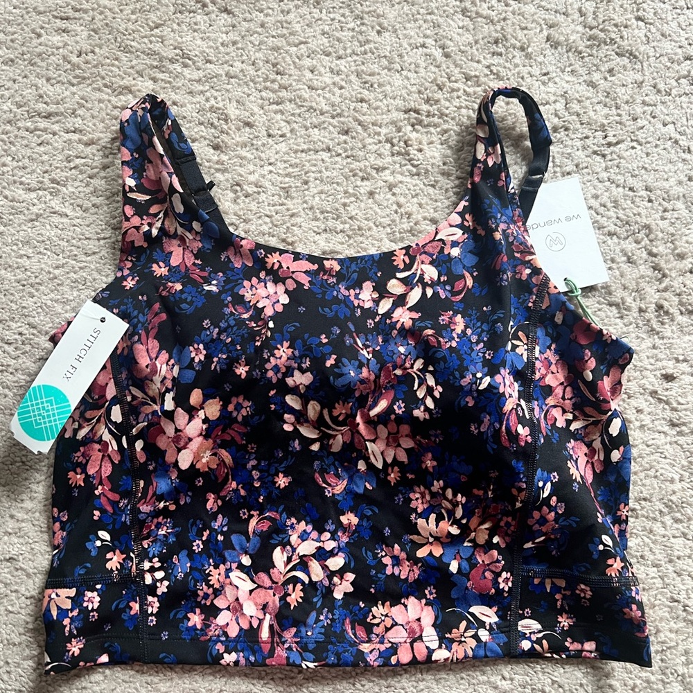 BNWT We Wander Floral Crop Top with Pink and Blue Design